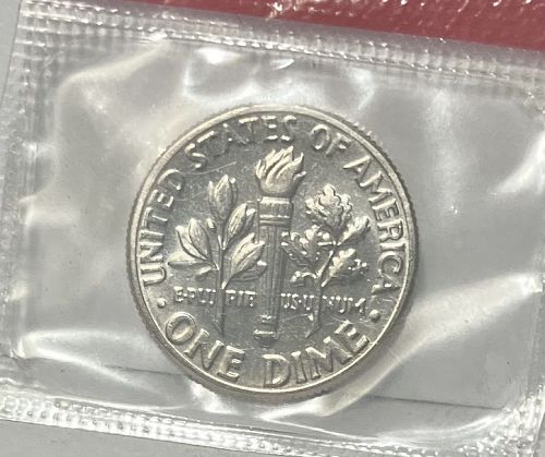 1974 D Roosevelt dime in orig US Mint cello