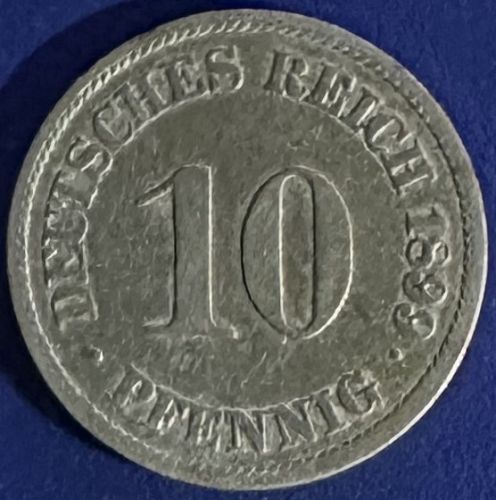 Germany - Empire - 1899 J (Hamburg mint) - 10 Pfennig [#1] (1,635,000 minted)
