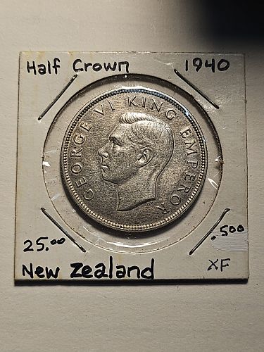 1940 silver half crown from New Zealand