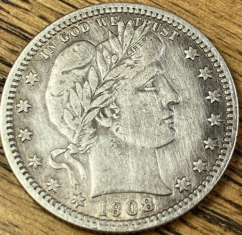 1908D barber quarter dollar in EXTREMELY FINE condition