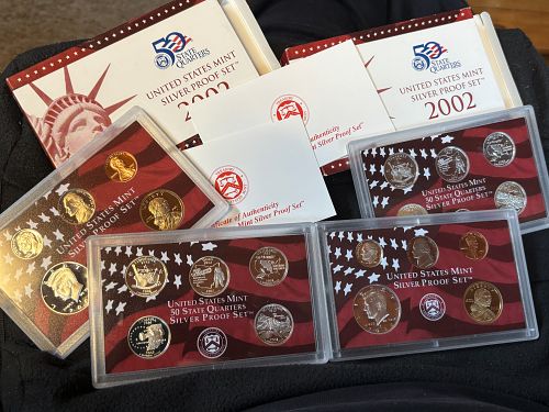 2002 S SILVER US MINT PROOF SET  ---  TEN GEM BU PROOFS  - $1.85 F.V. SILVER