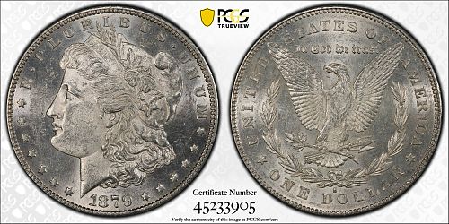 1879-S REV 78' Morgan Silver Dollar, AU58 PCGS GS. (14338)