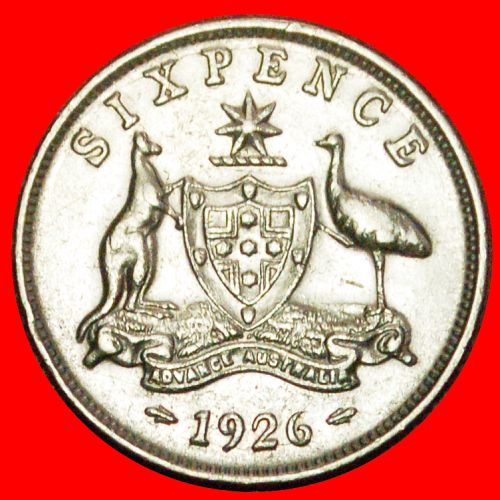 Ⰺ SILVER: AUSTRALIA ★ 6 PENCE 1926! GEORGE V (1911-1936)