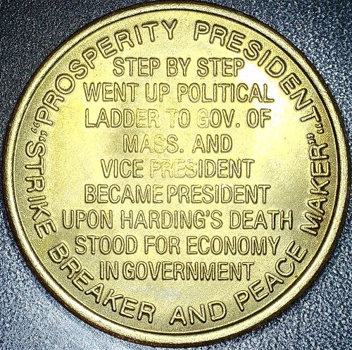 CALVIN COOLIDGE 1923-1929 PRESIDENTIAL MEDAL 30mm