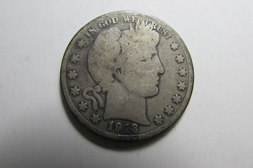 1913- P  Barber Silver Half Dollar  ***SEMI KEY DATE***