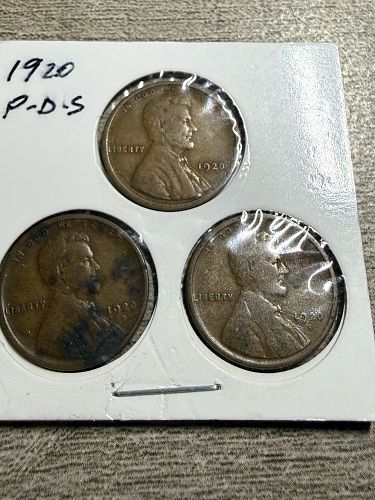 1920 P-D-S Lincoln Wheat Cents