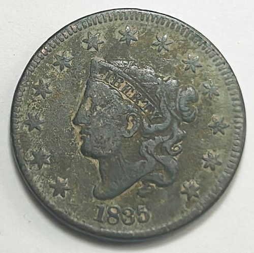 1835 Coronet Liberty Head Large Cent Large 8 and Stars Coin Value
