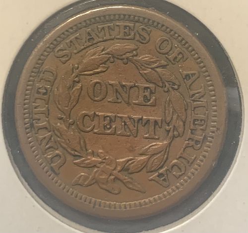 1856 Braided Hair Liberty Head Large Cent Slanted 5 Coin Value
