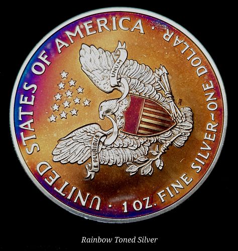 2007 Artistic Rainbow Toned Silver American Eagle 1 troy ounce silver #a918