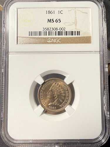 1861 Indian Head Cent, MS65 NGC, (15278)
