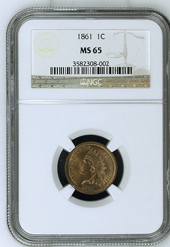 1861 Indian Head Cent, MS65 NGC, (15278)