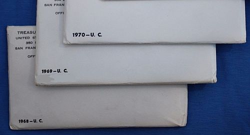 3 BU Silver Mint set sets { 1968 1969 1970 } JFK Kennedy 50c