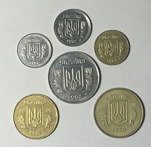 Lot 6 Coin Ukraine 1 Kopiika 2 Kopiikas 5 10 25 50 Kopiiok 2003 2007 2009 2012