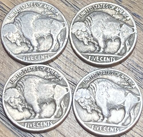 4 early buffalo nickels in VERY GOOD-FINE condition &lsquo;18, &lsquo;19, &lsquo;21 & &lsquo;26