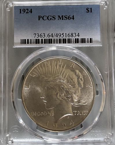 1924 Silver Peace $1, PCGS MS64