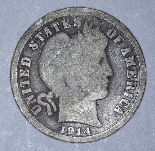 1914 P,D,S Barber Dime 3 Coin Set - 90% Silver