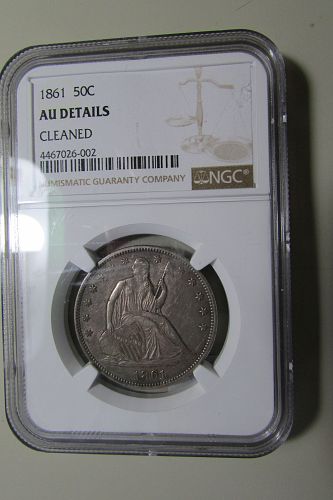 1861-P Seated Liberty Silver Half Dollar  ***GRADED***