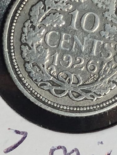 1926 NETHERLANDS 10 CENT PIECE, FINE  SEAHORSE PRIVY , SILVER , 2.7 MILLION MINTAGE