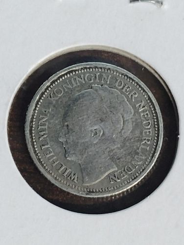 1926 NETHERLANDS 10 CENT PIECE, FINE  SEAHORSE PRIVY , SILVER , 2.7 MILLION MINTAGE