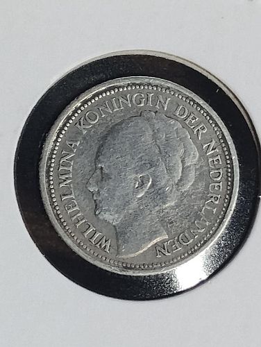 1926 NETHERLANDS 10 CENT PIECE, FINE  SEAHORSE PRIVY , SILVER , 2.7 MILLION MINTAGE