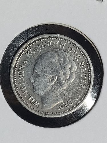 1926 NETHERLANDS 10 CENT PIECE, FINE  SEAHORSE PRIVY , SILVER , 2.7 MILLION MINTAGE