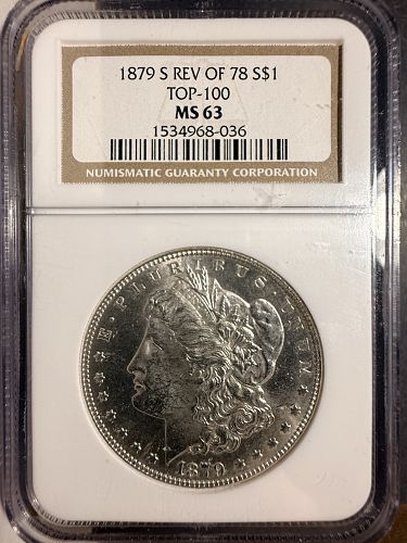 1879-S Rev '78 Morgan Silver Dollar, MS63 NGC (16578)