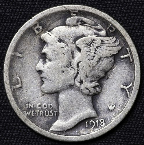 1918-S MERCURY DIME