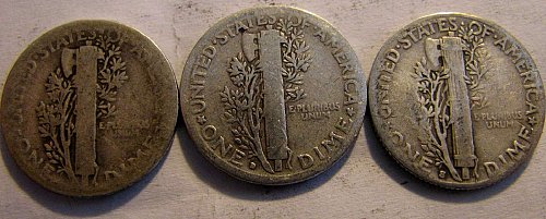 1929 P ,D, & S Mercury Dimes SILVER
