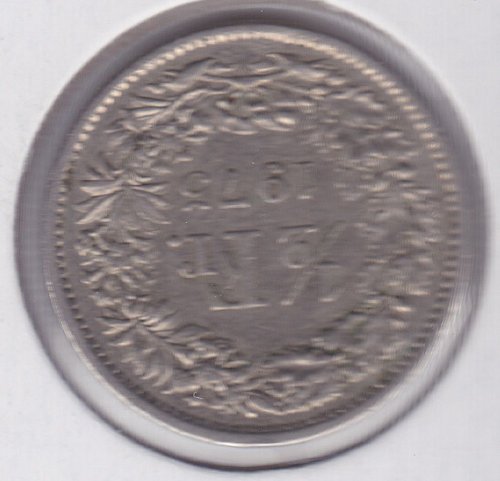 1975 Switzerland 1/2 Francs Coin