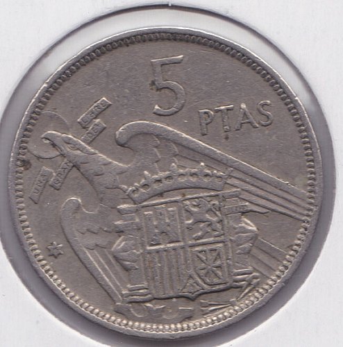 1957 Spain 5 Ptas Coin - 75 in Star