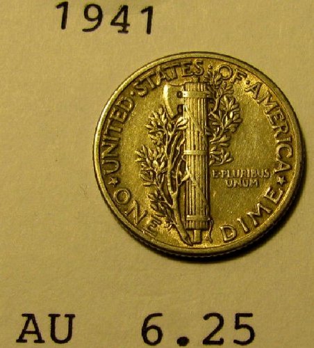 1941 choice Mercury Dime  AU   plus     A-21