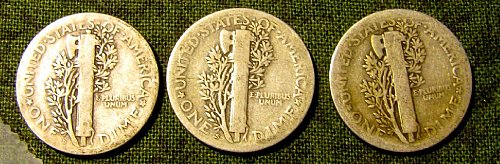 1920 P,D, & S Mercury Dimes + 2 FREE DIMES!! A-51