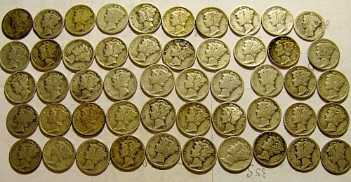 rollMercury Dimes Teens,20's 30's only!!! a TREASURE! + 3 free DIMES!!    A-61
