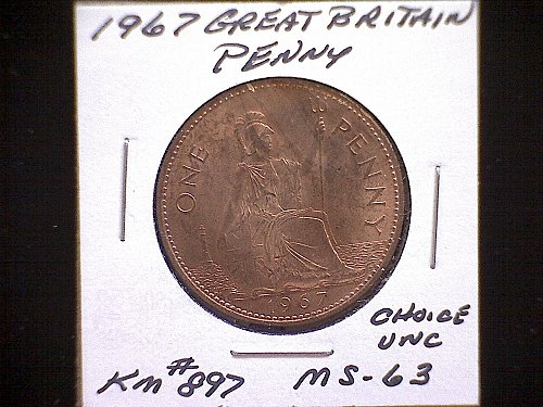 1967 GREAT BRITAIN QUEEN ELIZABETH 11  PENNY