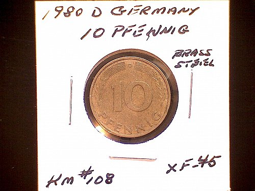 1980D GERMANY TEN PFENNIG