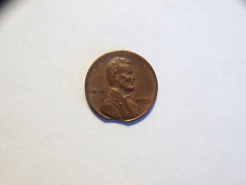 1959-P Lincoln Memorial Cent, *Double Error* Weak Strike and Clip Error Coin