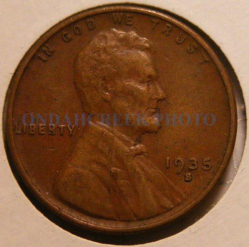1935-S Lincoln Cent XF with lamination error