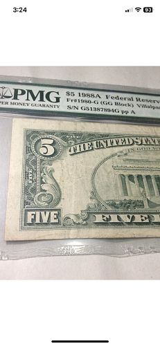 Major Error Serial Number & Reserve Seal On Back Of Note- PMG 1988 $5 Offset Printing