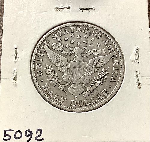 1905-S Barber Half Dollar Semi Key - VF+/XF Detail Obv Right Field Scratches