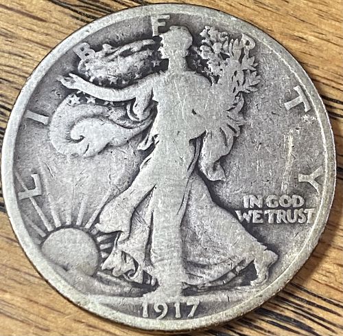 1917 walking liberty half dollar in GOOD condition nice legible date