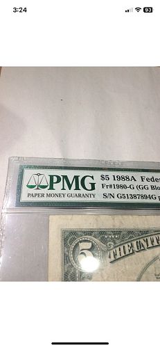Major Error Serial Number & Reserve Seal On Back Of Note- PMG 1988 $5 Offset Printing