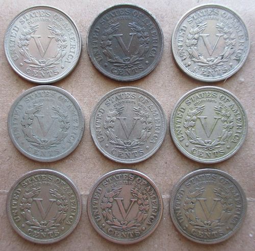 Complete 1883-1912 Liberty Head V Nickel 33 Coin Set ~ G-AU ~ Free Shipping