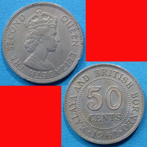 Malaya and British Borneo 50 Cents 1961 KM# 4.1