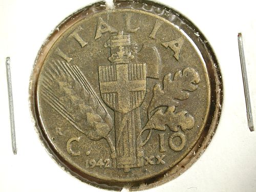 1942 Italy 10 Centesimi  Nice !