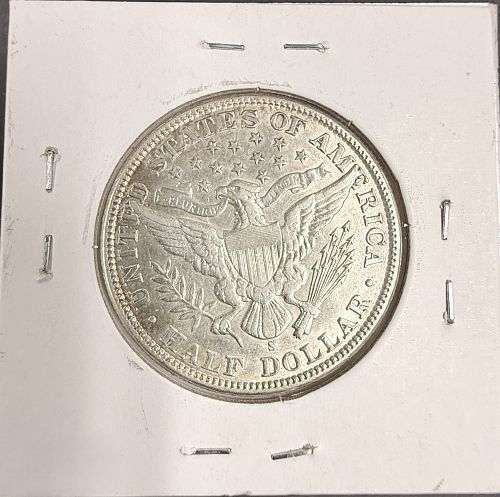 1907-S Barber Half Dollar, AU+. (18220)