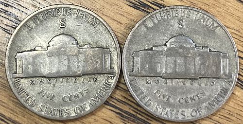 San Francisco 1943S & 1945S Jefferson nickel VERY GOOD condition 2 coin lot
