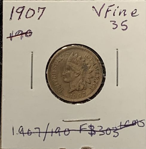 1907 INDIAN HEAD VF35 COND BIN 4.00