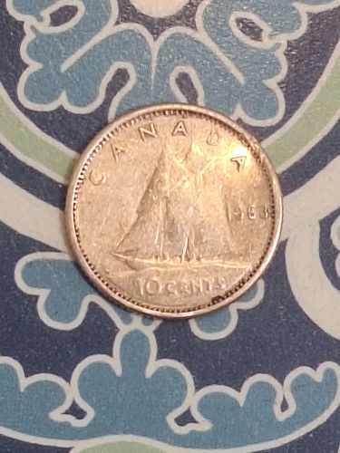 1963 CANADA 10 CENTS SILVER      cl84