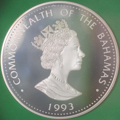 1993 Bahamas 10 Dollars Silver Proof 4.0469 Tr. Oz. ASW