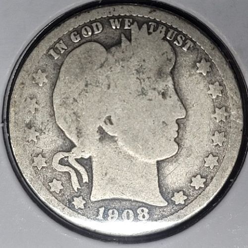 1908-D Barber Silver Quarter G04 #0497